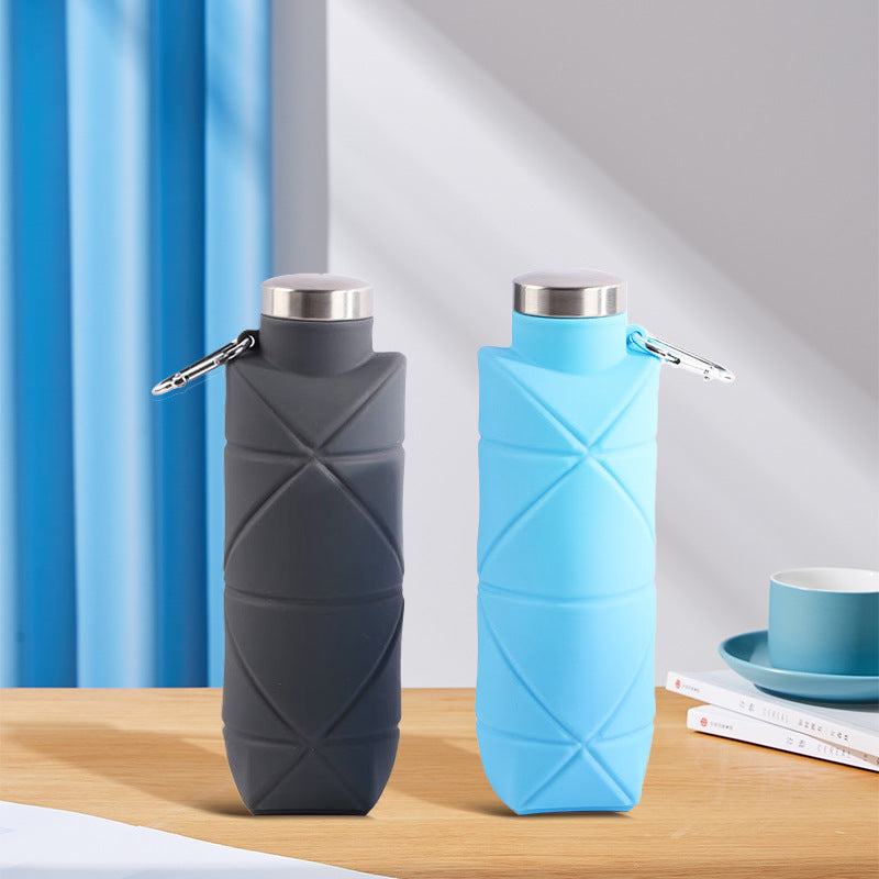 Foldable Collapsible Silicone Water Bottle Lotus Rain