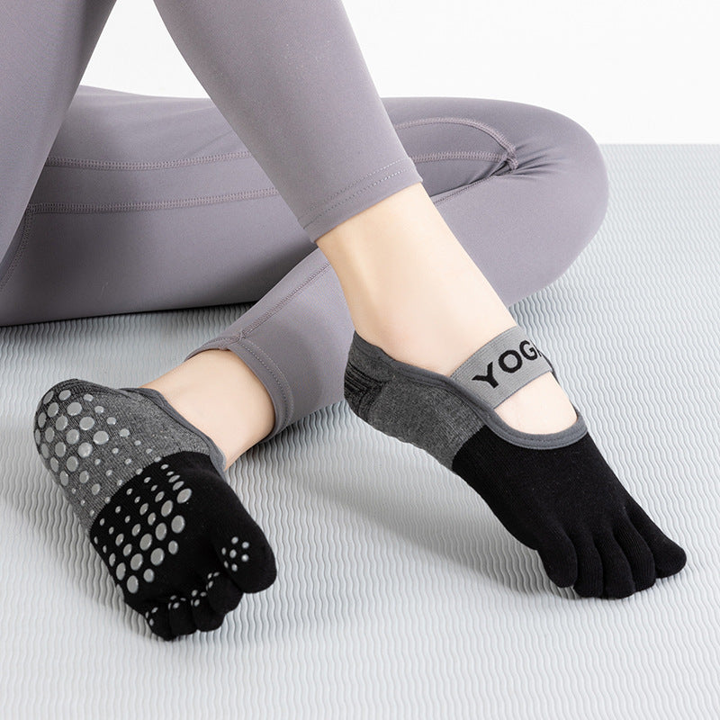 Yoga Socks with Separate Toes Lotus Rain