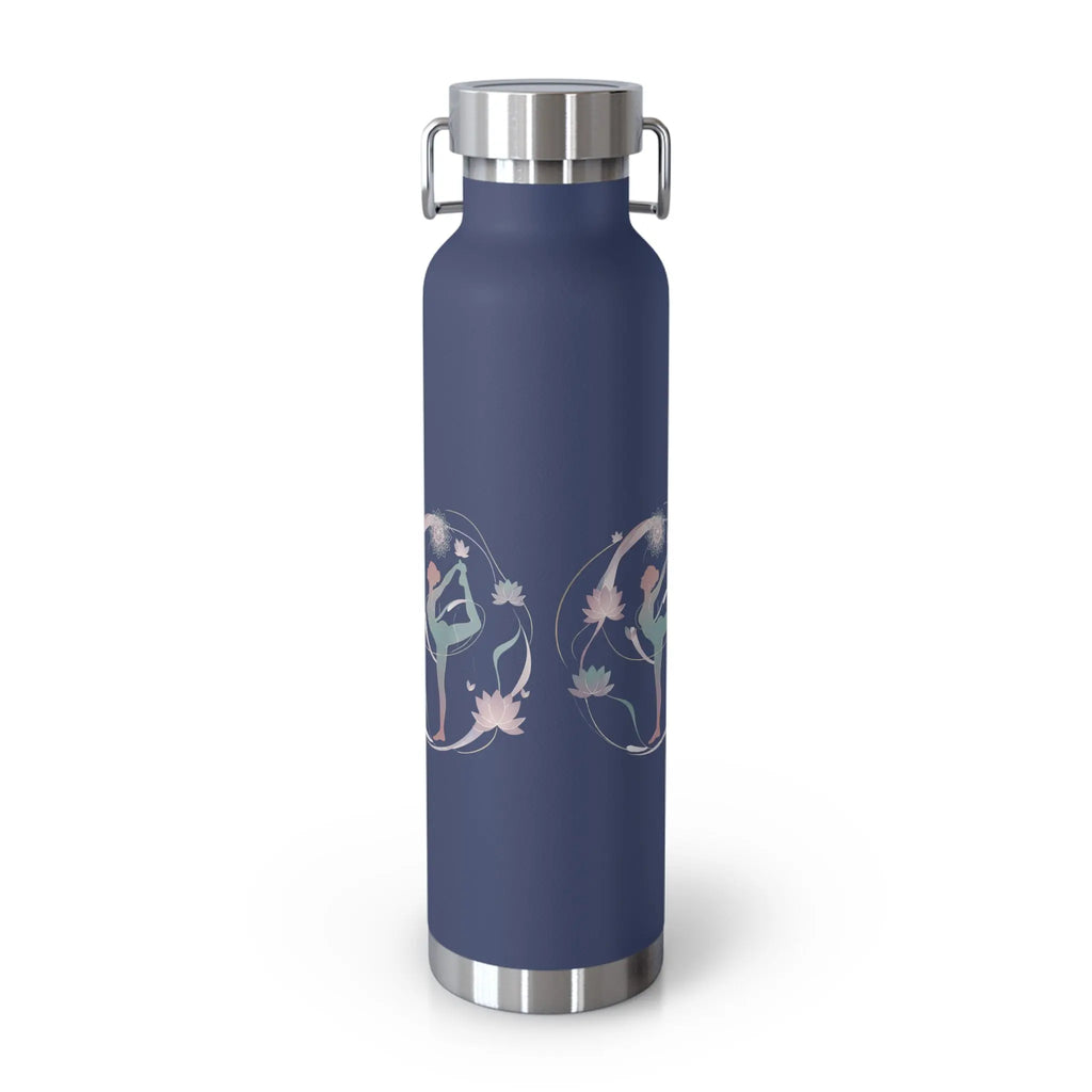 Navy Yoga Goddess Insulated 22oz. Water Bottle – Stay Zen, Hydrated & Stylish All Day Printify