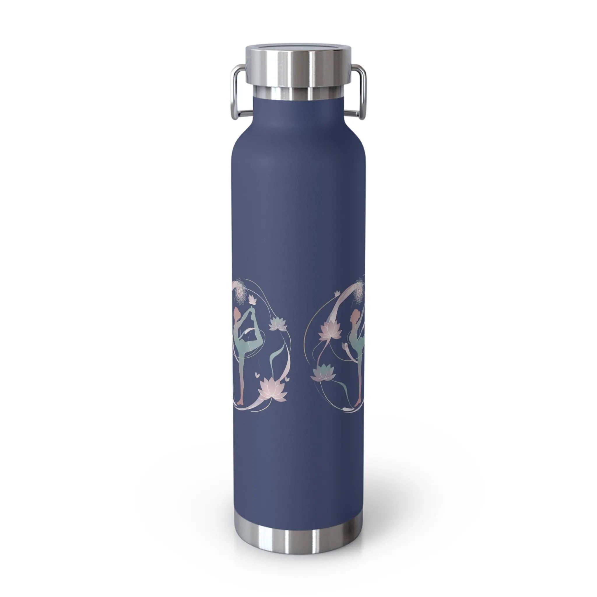 Navy Yoga Goddess Insulated 22oz. Water Bottle – Stay Zen, Hydrated & Stylish All Day Printify