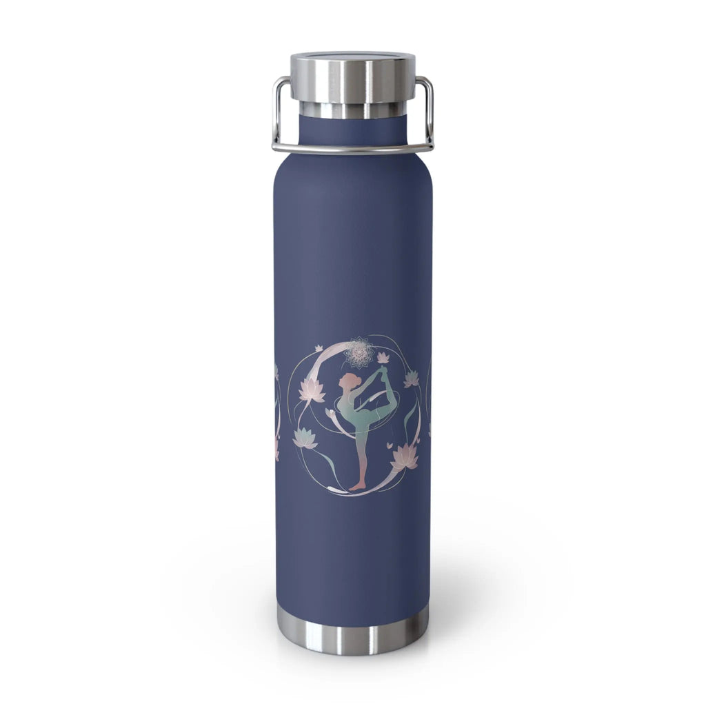 Navy Yoga Goddess Insulated 22oz. Water Bottle – Stay Zen, Hydrated & Stylish All Day Printify