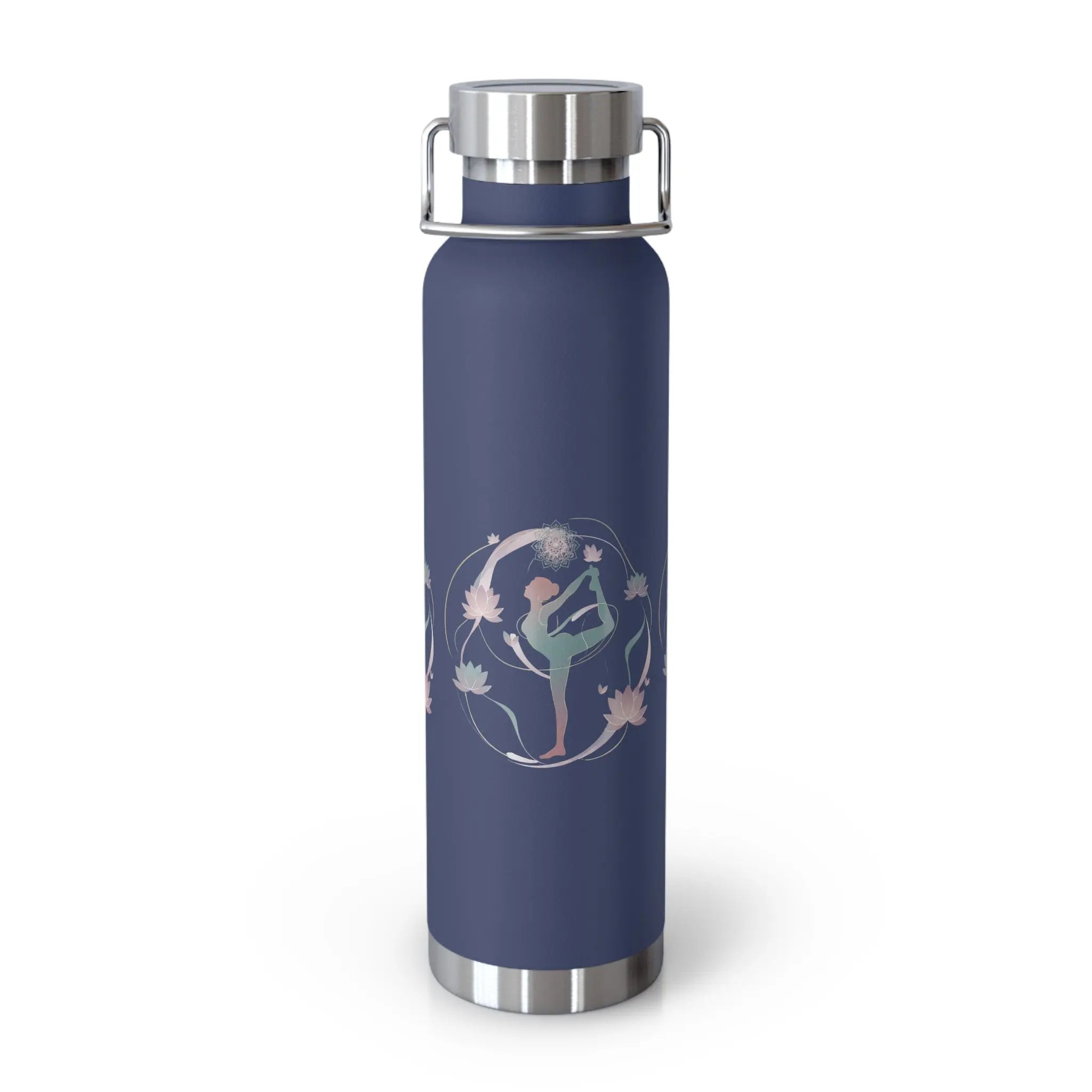 Navy Yoga Goddess Insulated 22oz. Water Bottle – Stay Zen, Hydrated & Stylish All Day Printify
