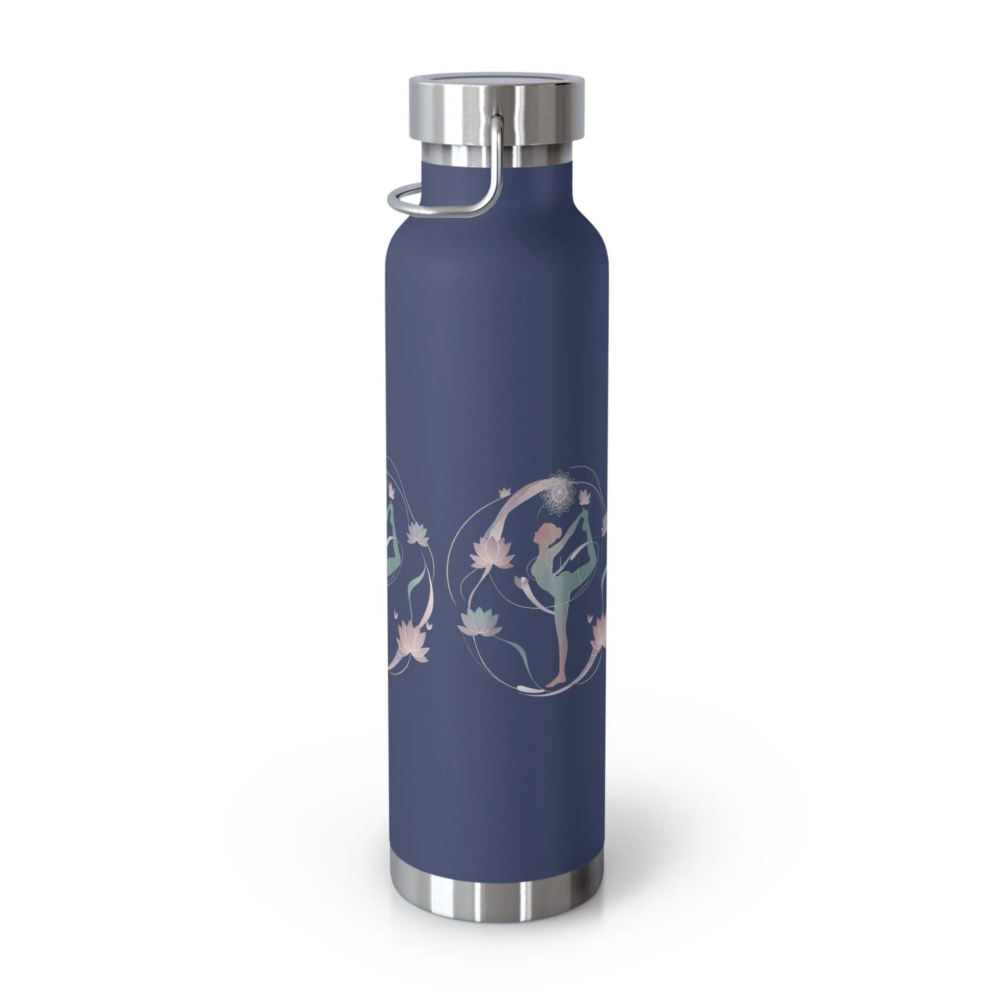 Navy Yoga Goddess Insulated 22oz. Water Bottle – Stay Zen, Hydrated & Stylish All Day Printify