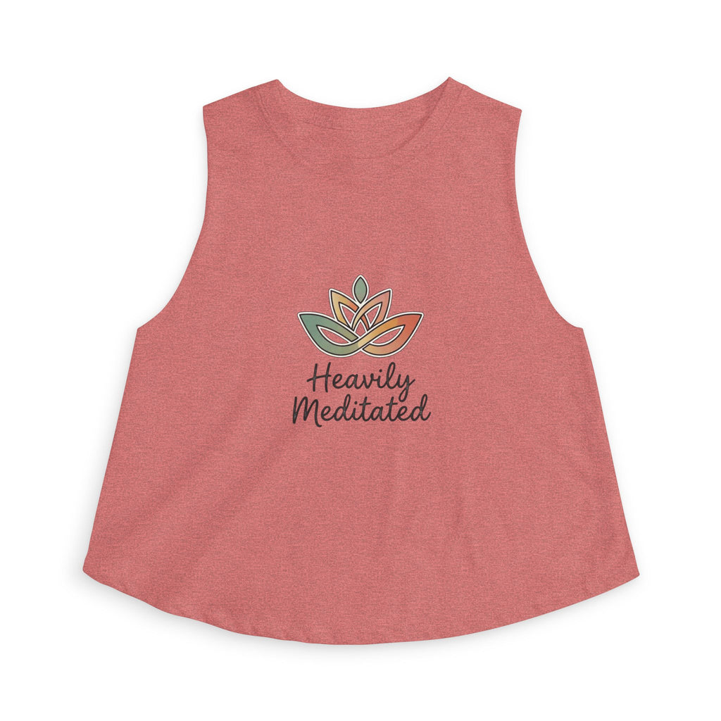 Women's Crop Top — 'Heavily Meditated' Lotus Yoga Crop Tank