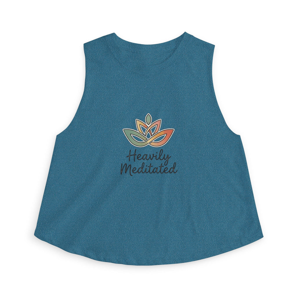 Women's Crop Top — 'Heavily Meditated' Lotus Yoga Crop Tank