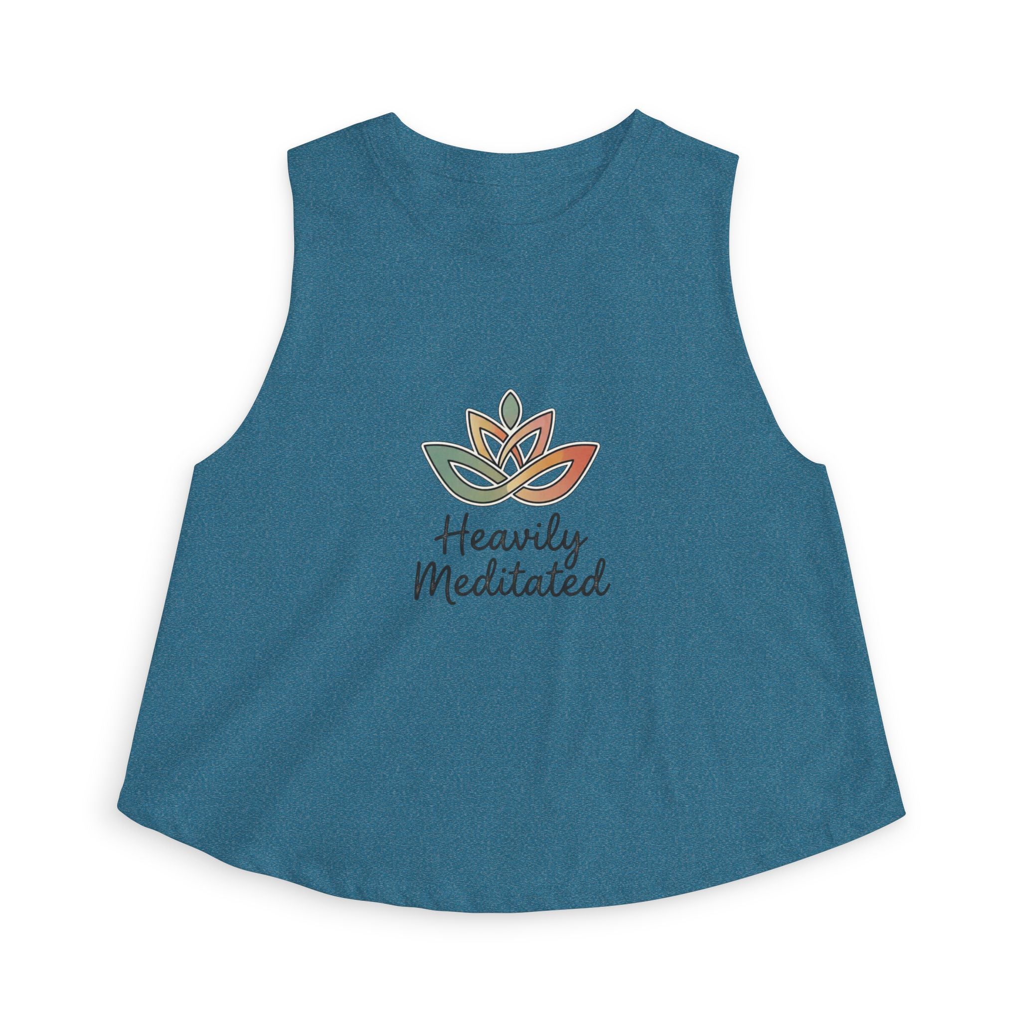 Women's Crop Top — 'Heavily Meditated' Lotus Yoga Crop Tank