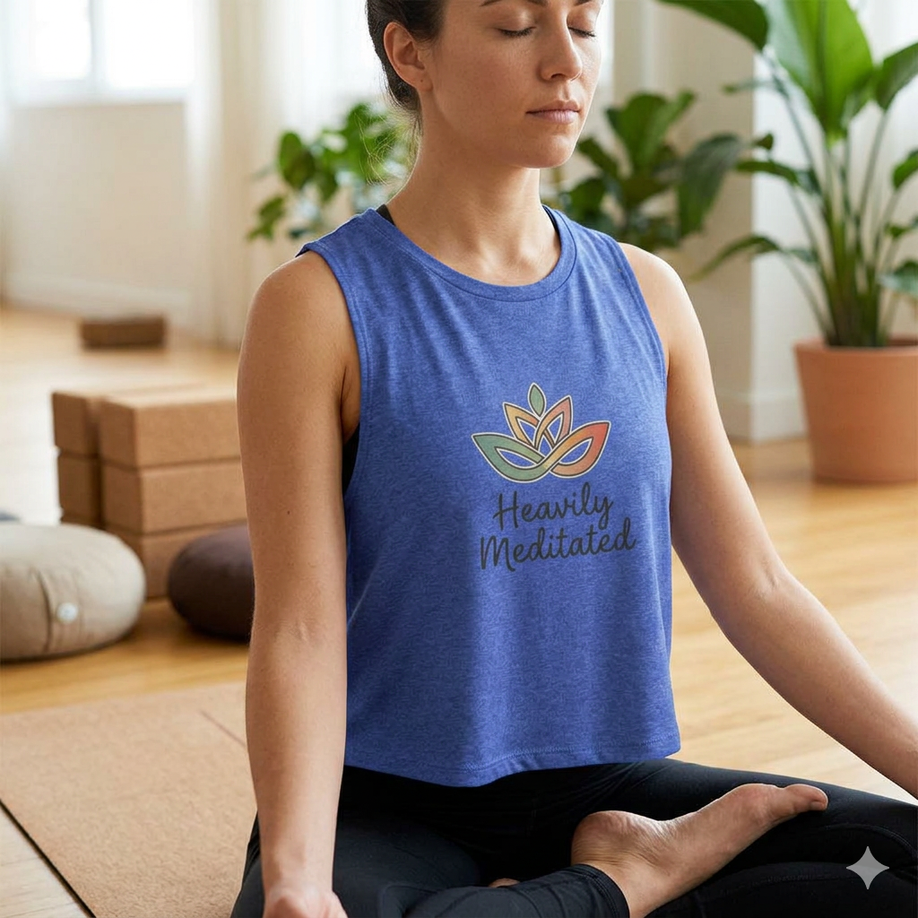 Women's Crop Top — 'Heavily Meditated' Lotus Yoga Crop Tank