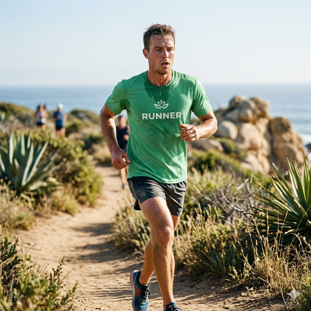 Runner Graphic T‑Shirt — Minimal Lotus Logo Running Tee