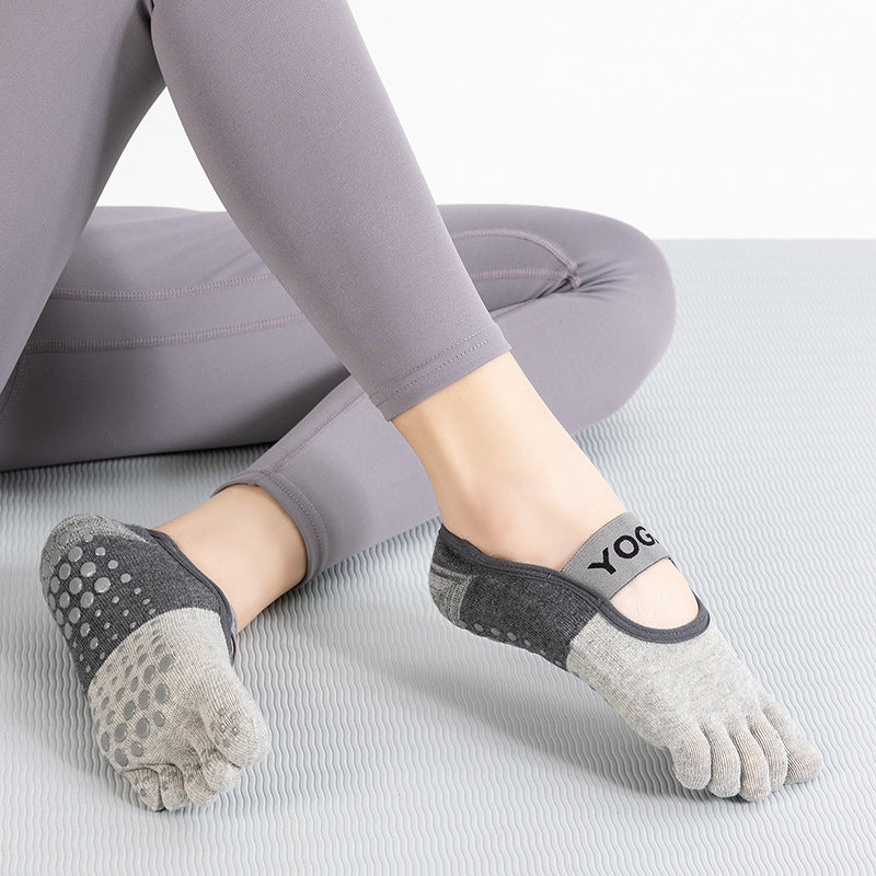 Yoga Socks with Separate Toes Lotus Rain
