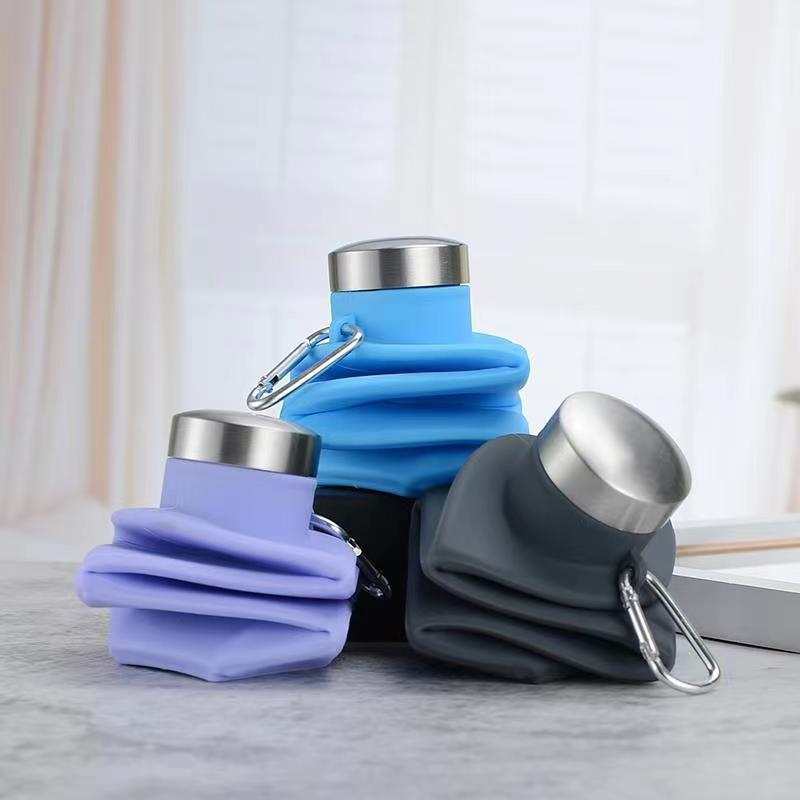 Foldable Collapsible Silicone Water Bottle Lotus Rain
