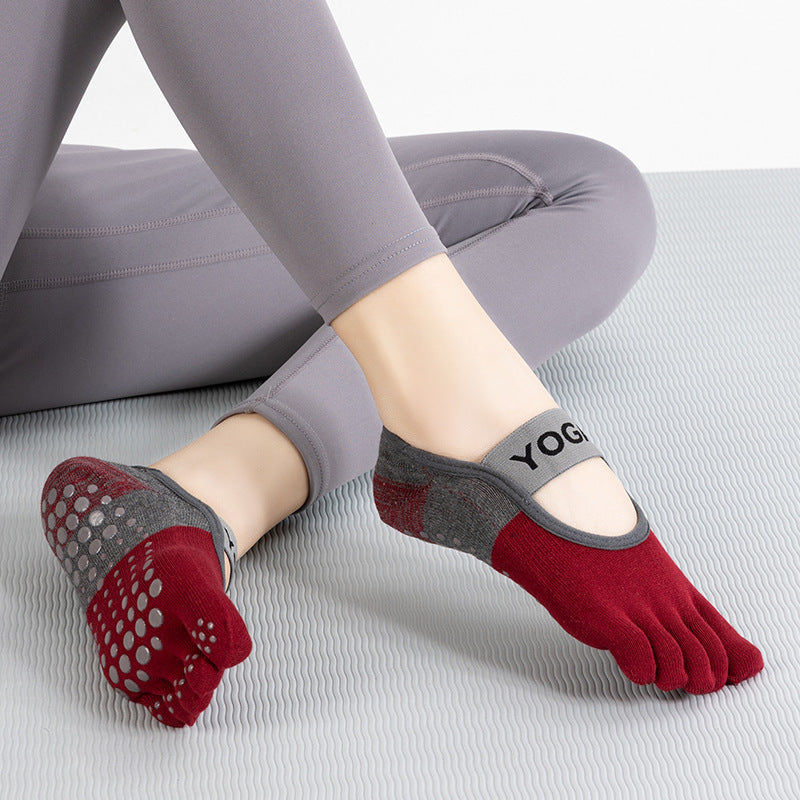 Yoga Socks with Separate Toes Lotus Rain