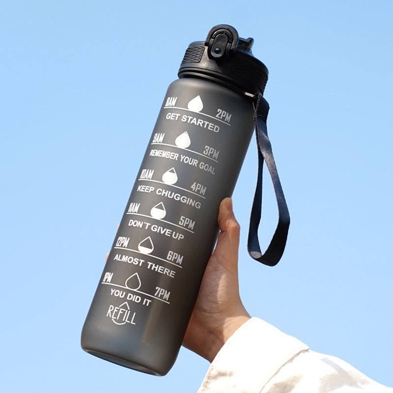 Gradient Water Bottle with Straw and Carry Strap Lotus Rain