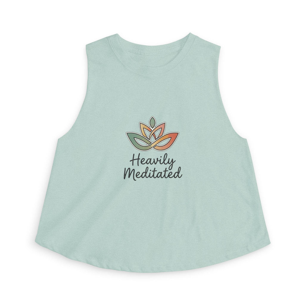Women's Crop Top — 'Heavily Meditated' Lotus Yoga Crop Tank