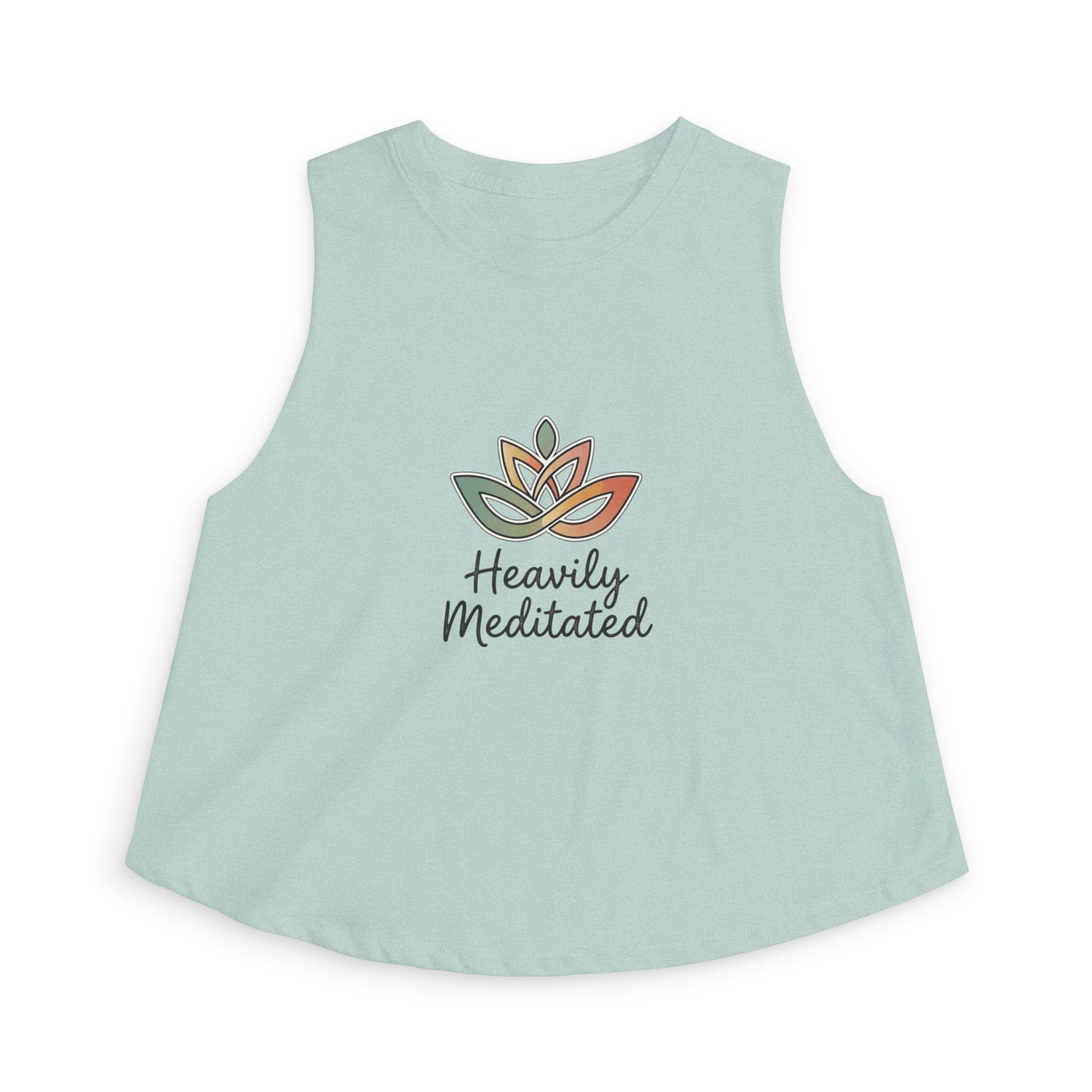 Women's Crop Top — 'Heavily Meditated' Lotus Yoga Crop Tank