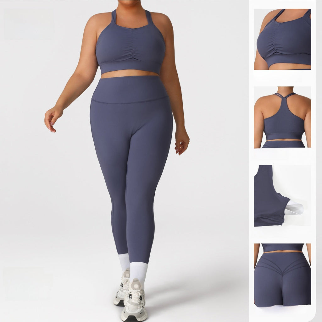 Womens Plus Size Yoga Outfit Set Lotus Rain