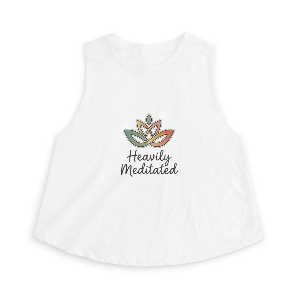 Women's Crop Top — 'Heavily Meditated' Lotus Yoga Crop Tank