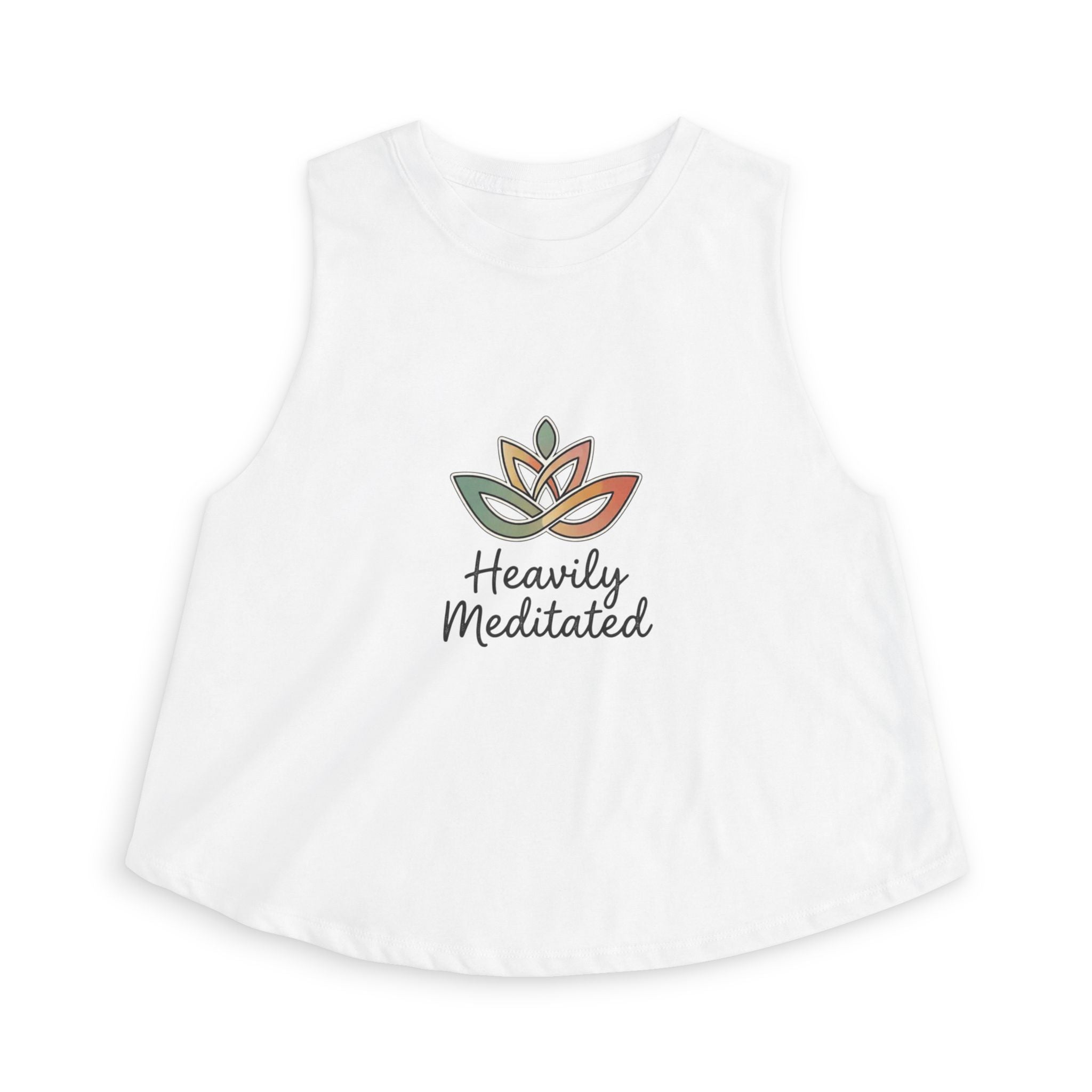 Women's Crop Top — 'Heavily Meditated' Lotus Yoga Crop Tank