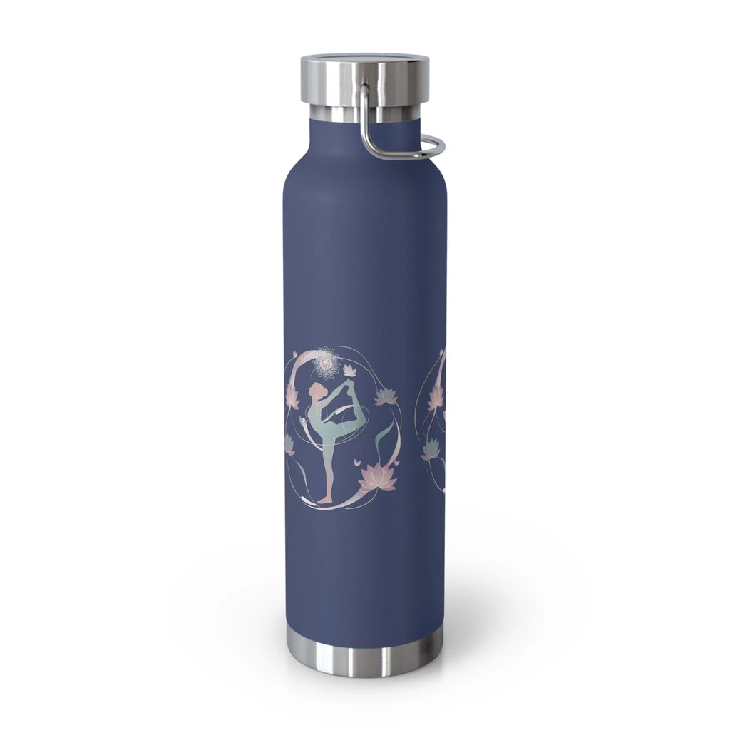 Navy Yoga Goddess Insulated 22oz. Water Bottle – Stay Zen, Hydrated & Stylish All Day Printify