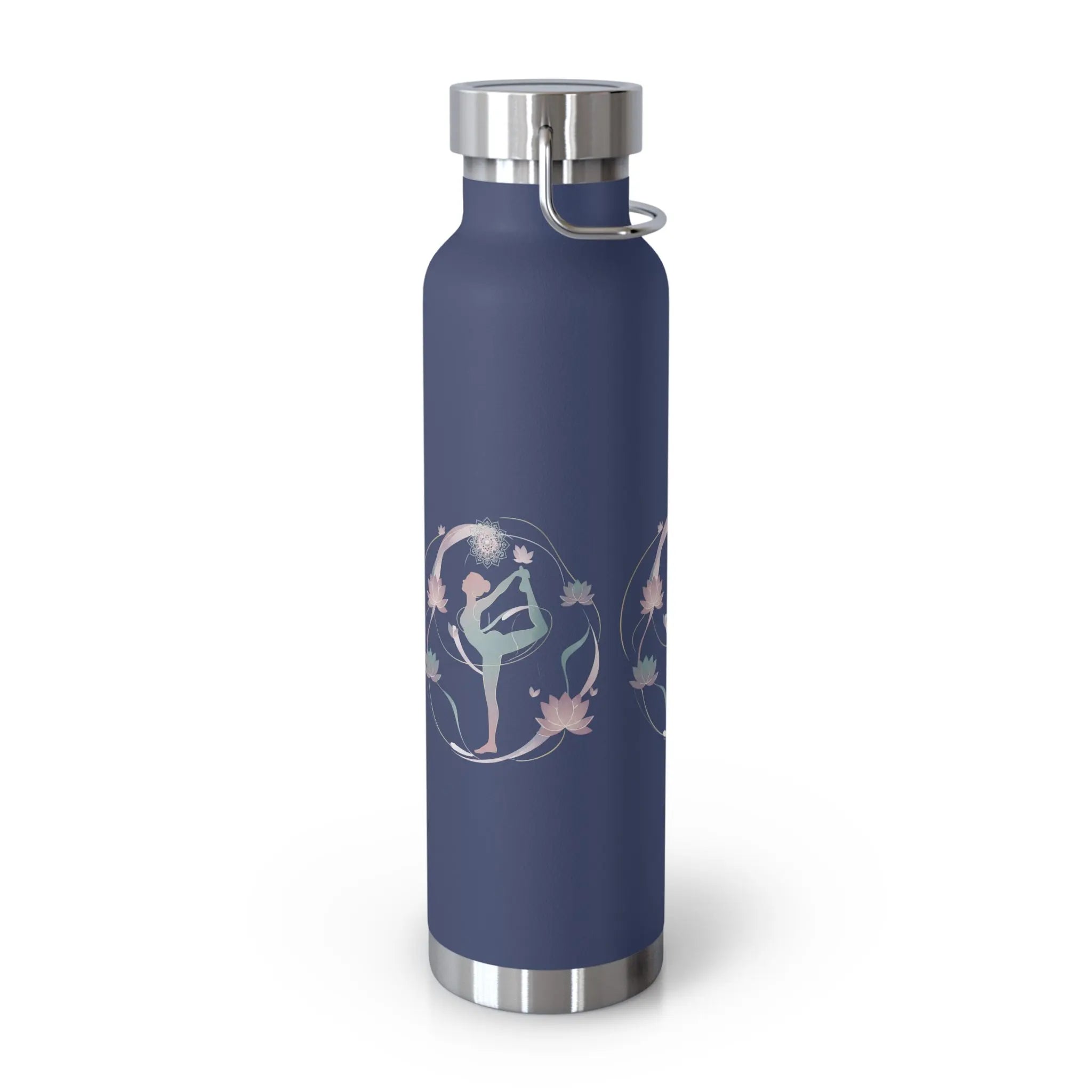 Navy Yoga Goddess Insulated 22oz. Water Bottle – Stay Zen, Hydrated & Stylish All Day Printify