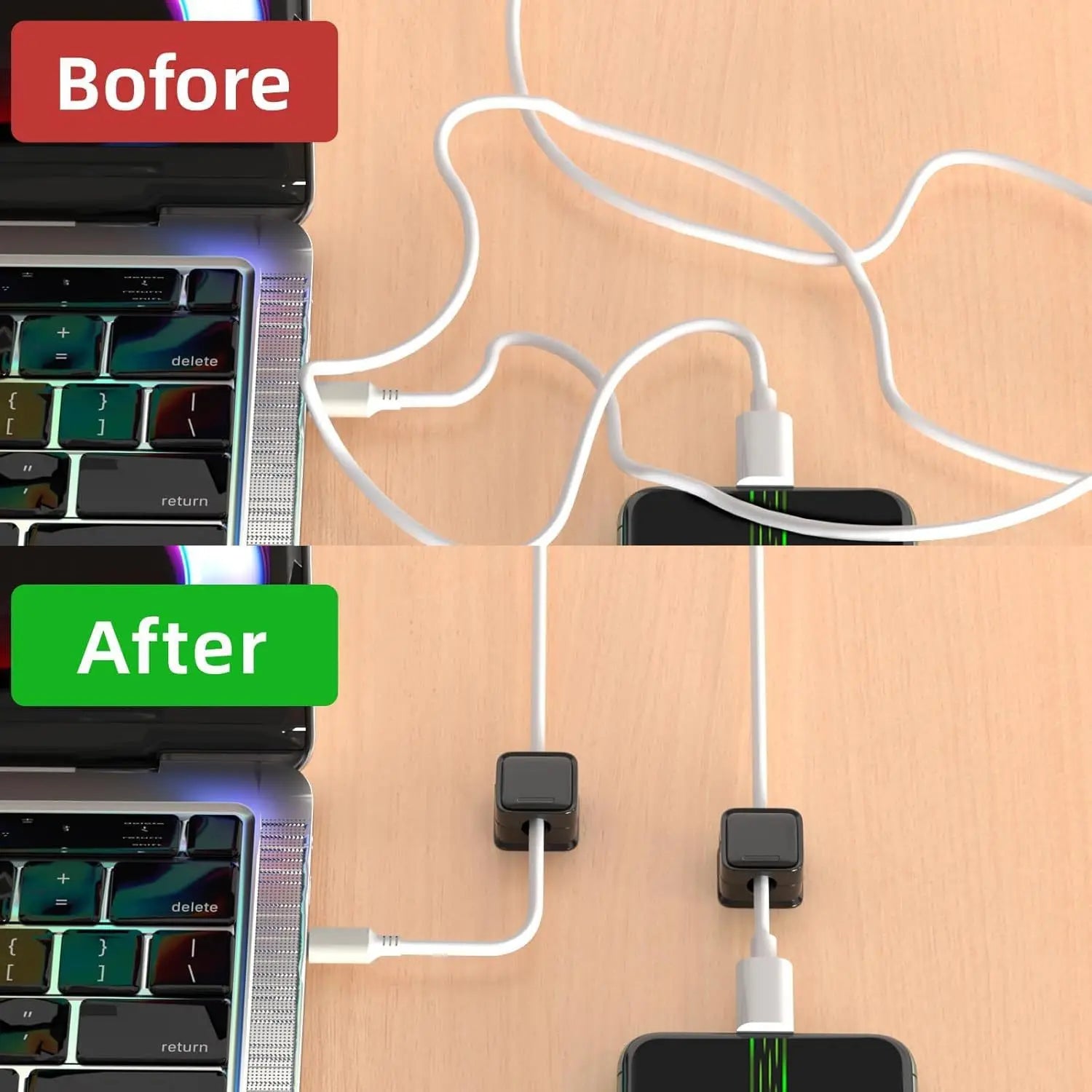 Magnetic Cable Organizer, Wall-Mounted Data Cable Management Clips, Cord Holder, Plug Hook for Desk Organization