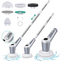 Electric Spin Scrubber, Cordless 4500mAh with Spray, Adjustable Handle, 6 Brush Heads, 2 Speeds, for Bathroom Cleaning
