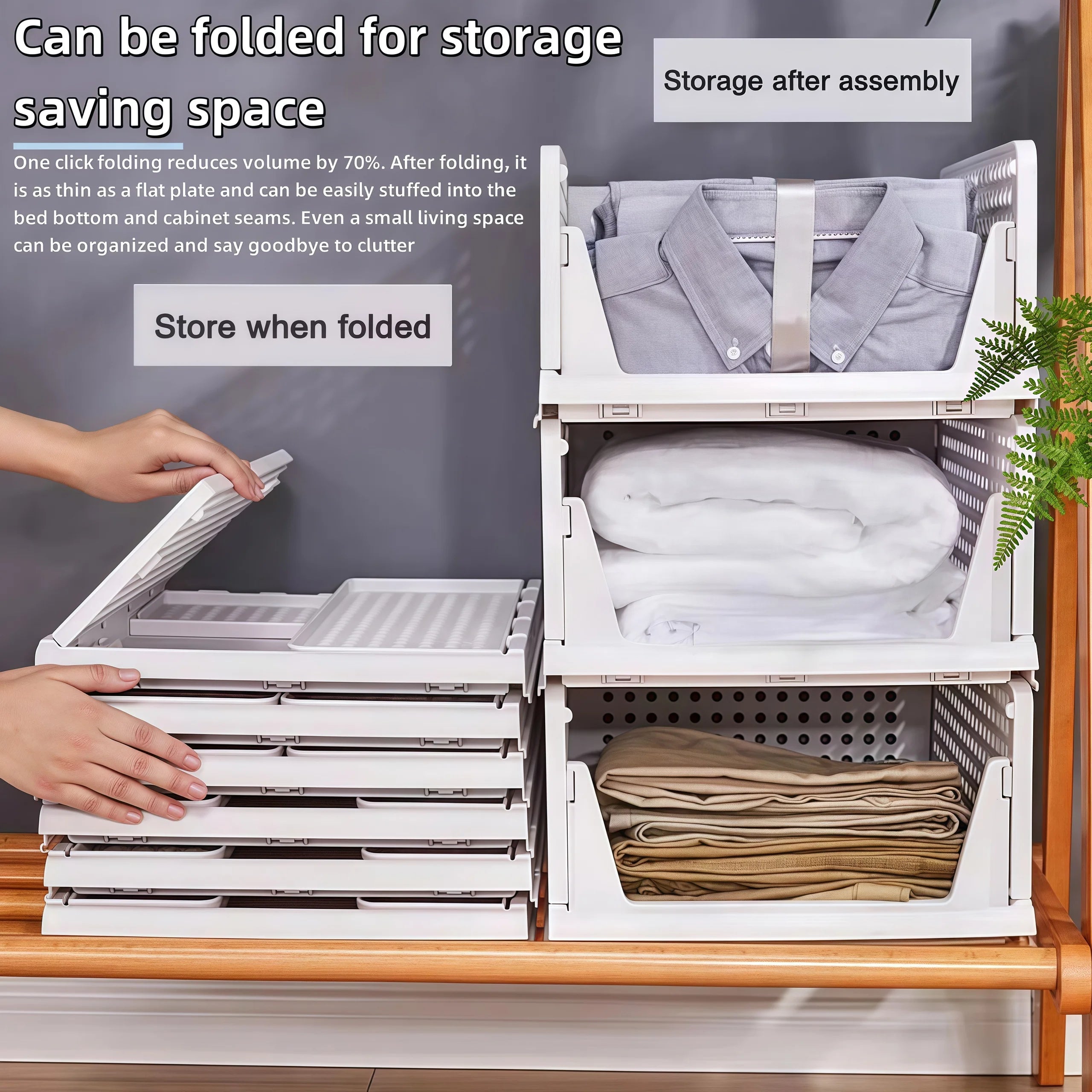 Foldable Drawer Organizer Box，Home Stackable Clothes and Underwear Storage Box，apply To Wardrobe Cupboard Kitchen BathroomOffice