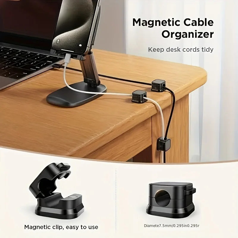 Magnetic Cable Organizer, Wall-Mounted Data Cable Management Clips, Cord Holder, Plug Hook for Desk Organization