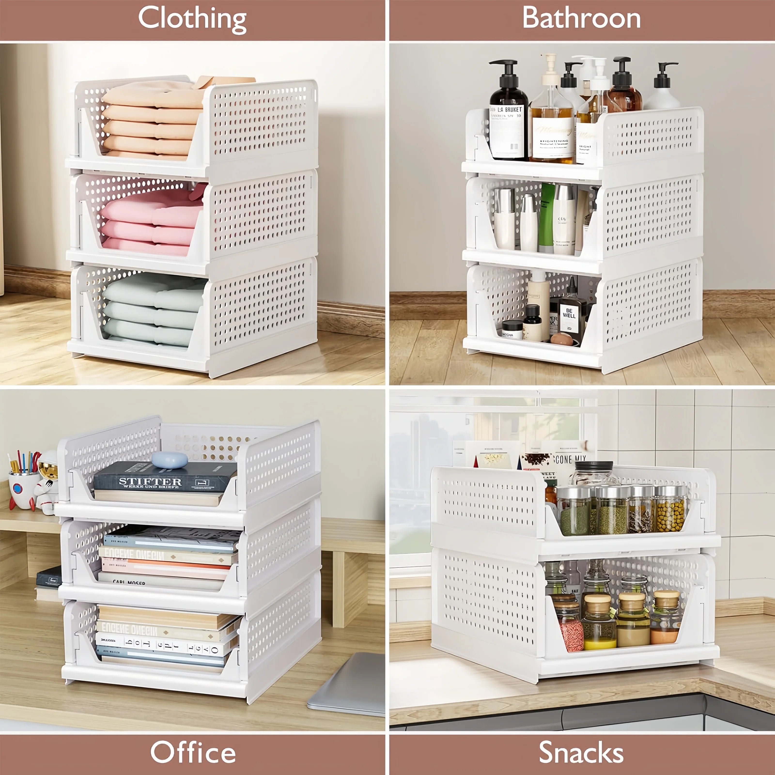 Foldable Drawer Organizer Box，Home Stackable Clothes and Underwear Storage Box，apply To Wardrobe Cupboard Kitchen BathroomOffice
