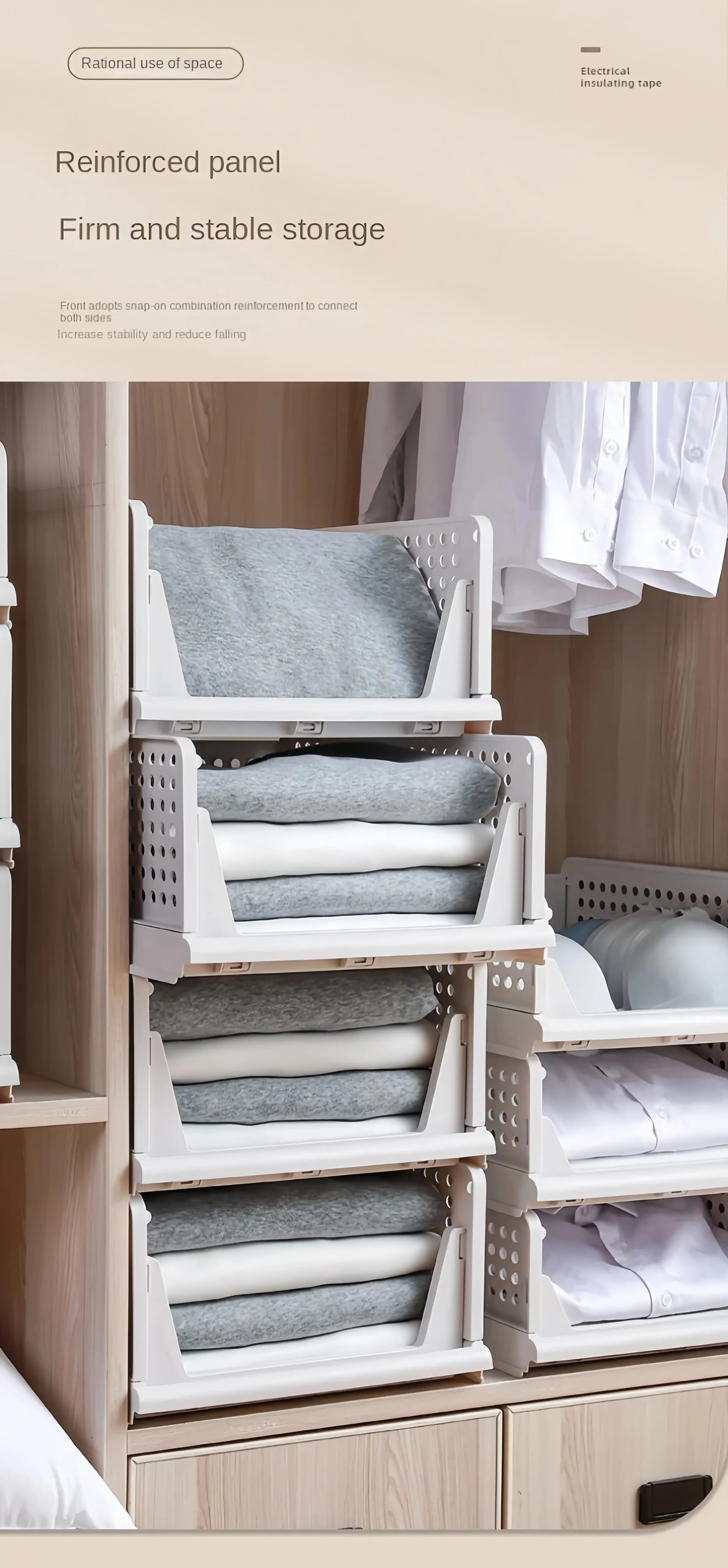 Foldable Drawer Organizer Box，Home Stackable Clothes and Underwear Storage Box，apply To Wardrobe Cupboard Kitchen BathroomOffice