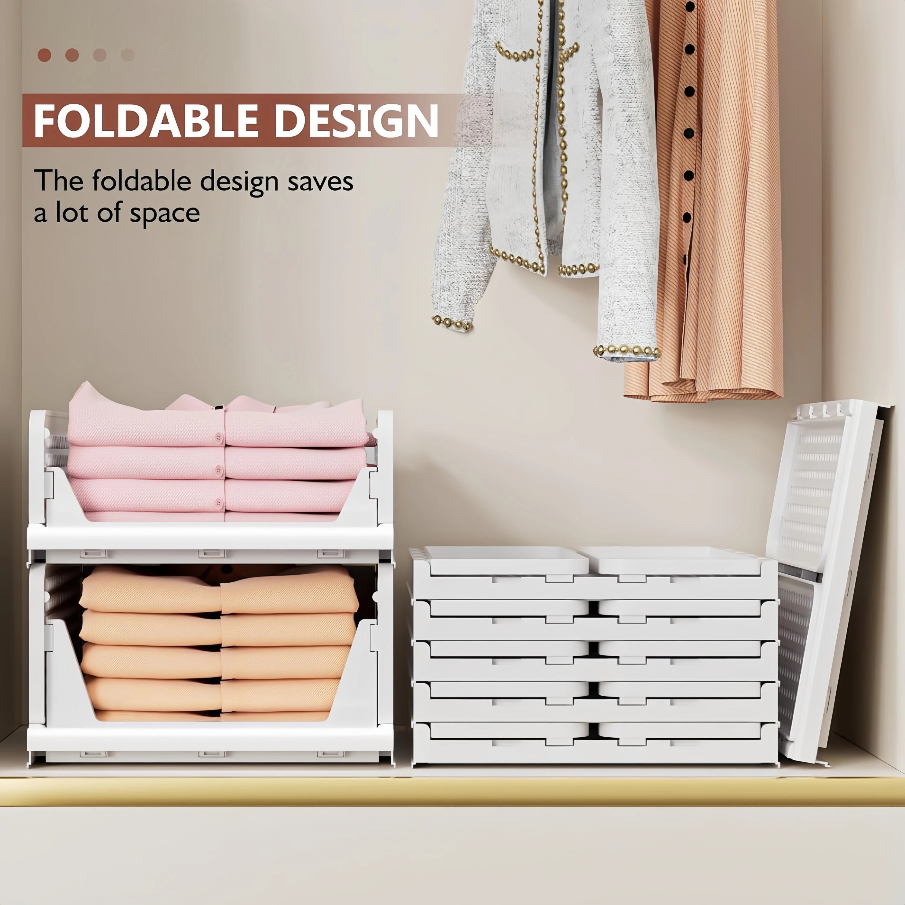 Foldable Drawer Organizer Box，Home Stackable Clothes and Underwear Storage Box，apply To Wardrobe Cupboard Kitchen BathroomOffice