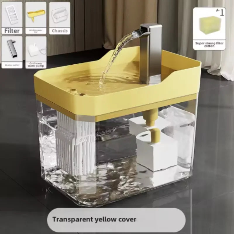 Transparent Cat Water Fountain Automatic Filter Circulating Water Dispenser Anti-dry Burn Pet Drinking Fountain with Water Pump