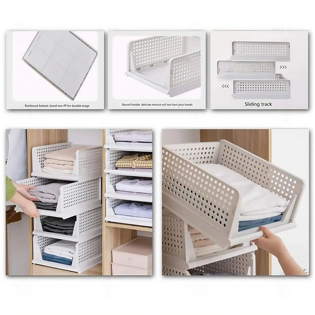 Foldable Drawer Organizer Box，Home Stackable Clothes and Underwear Storage Box，apply To Wardrobe Cupboard Kitchen BathroomOffice