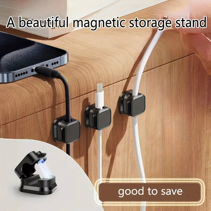 Magnetic Cable Organizer, Wall-Mounted Data Cable Management Clips, Cord Holder, Plug Hook for Desk Organization