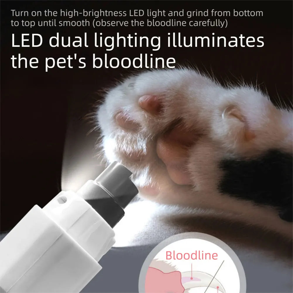 Upgraded 5 Speed Dog Nail Grinder with LED Lights Quiet Electric Pet Nail Trimmer Dog Paws Grooming Smoothing Tool