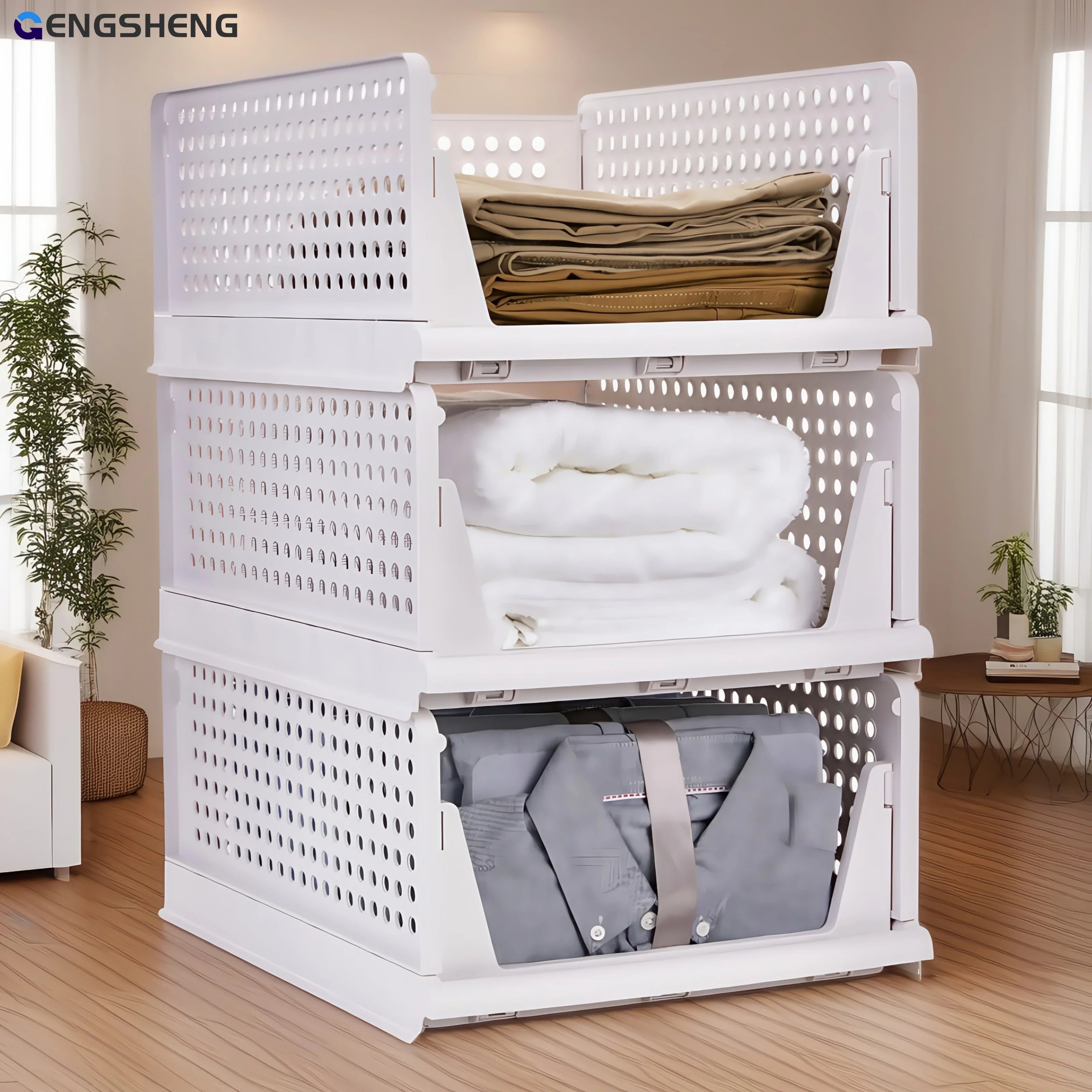 Foldable Drawer Organizer Box，Home Stackable Clothes and Underwear Storage Box，apply To Wardrobe Cupboard Kitchen BathroomOffice