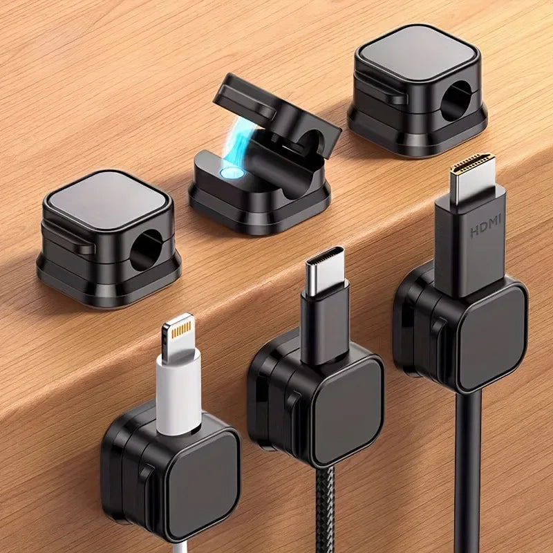 Magnetic Cable Organizer, Wall-Mounted Data Cable Management Clips, Cord Holder, Plug Hook for Desk Organization