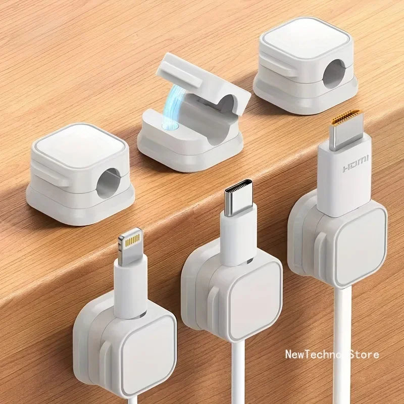 Magnetic Cable Organizer, Wall-Mounted Data Cable Management Clips, Cord Holder, Plug Hook for Desk Organization