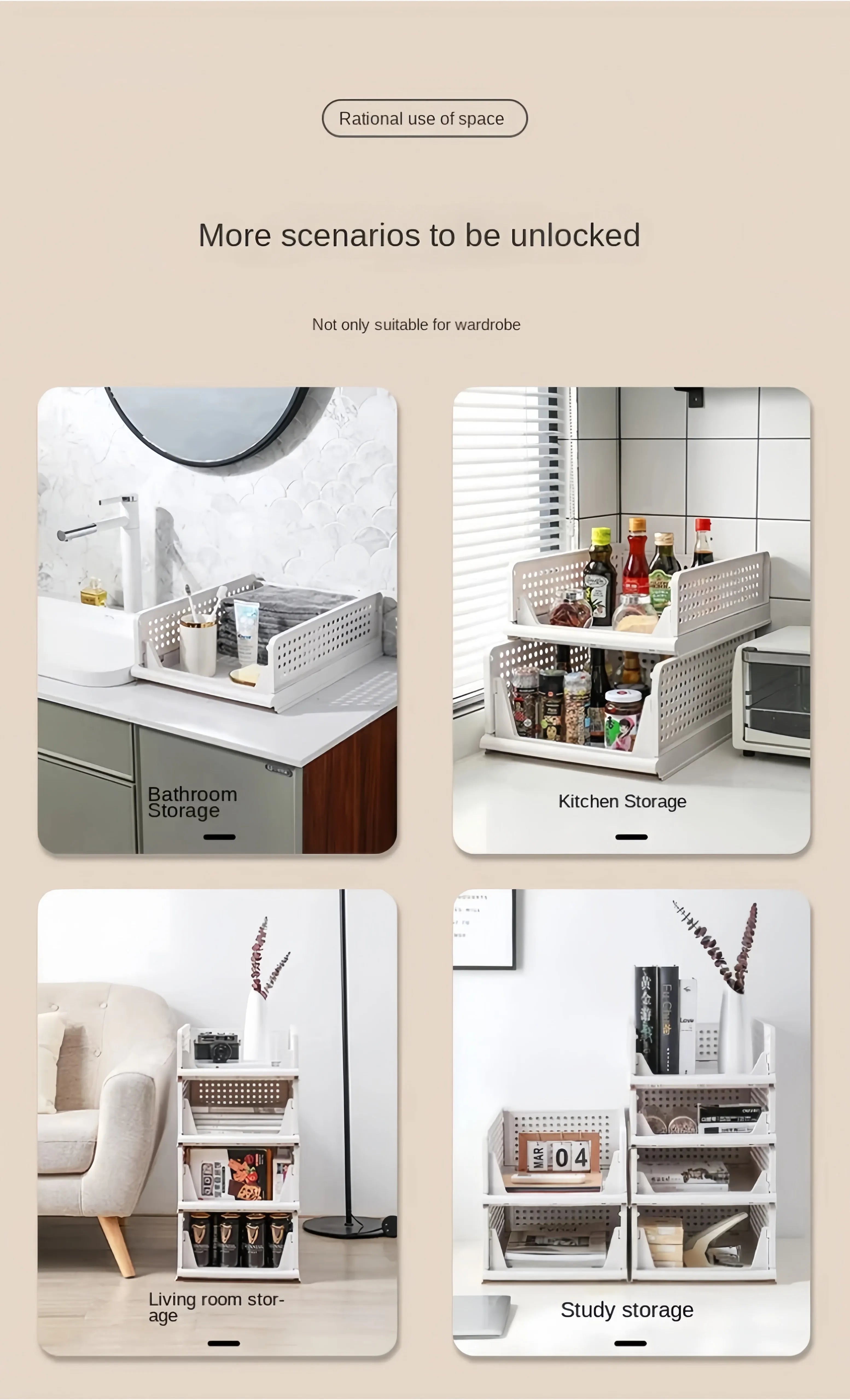 Foldable Drawer Organizer Box，Home Stackable Clothes and Underwear Storage Box，apply To Wardrobe Cupboard Kitchen BathroomOffice
