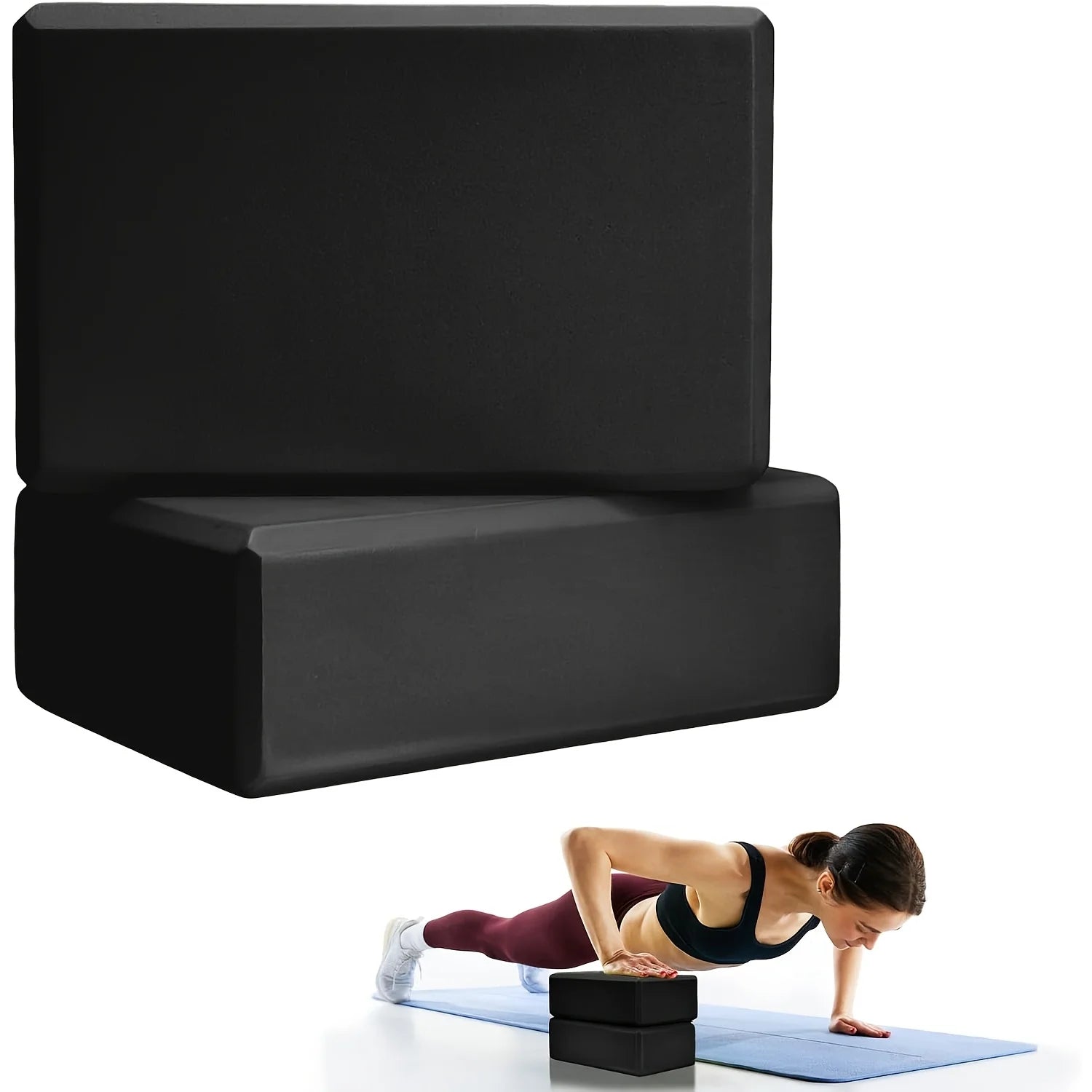 Set of 2 Yoga Blocks - Made from High-Density Foam, Lightweight, Supportive, And Odor-Free - Essential Yoga Gear for Women, Gym