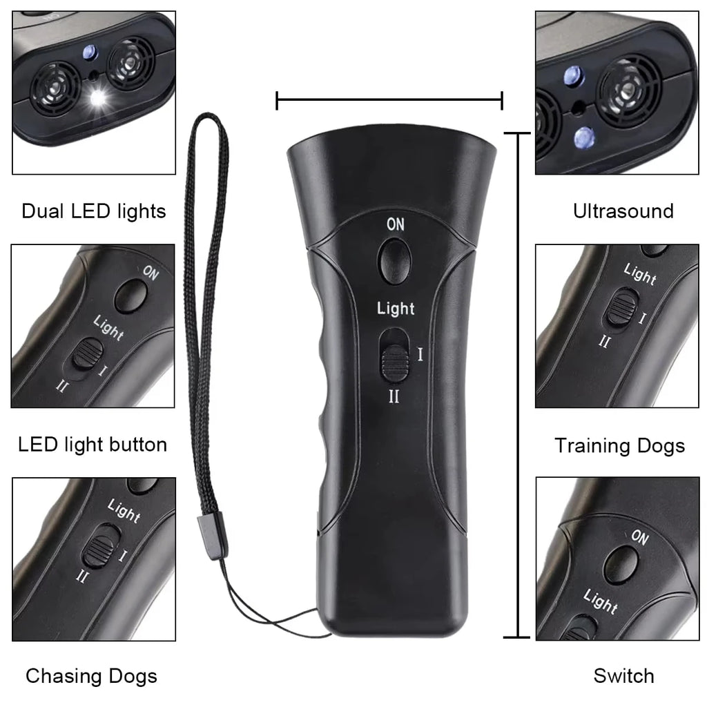 Ultrasonic Dog Bark Control Deterrent Stop Barking with LED Light Safe Humane for Pet Training