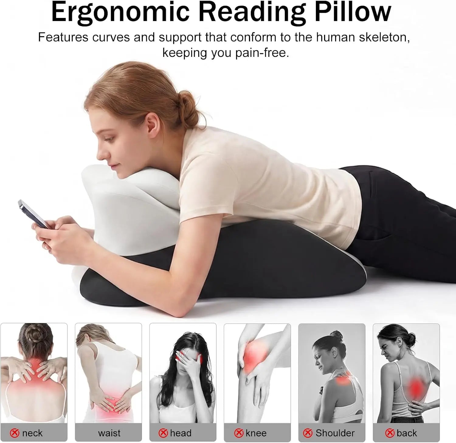 Ergonomic Memory Foam Wedge Pillow Orthopedic Bed Support Cushion Multi-Position Positioning Pillow for Neck Back Waist Relief