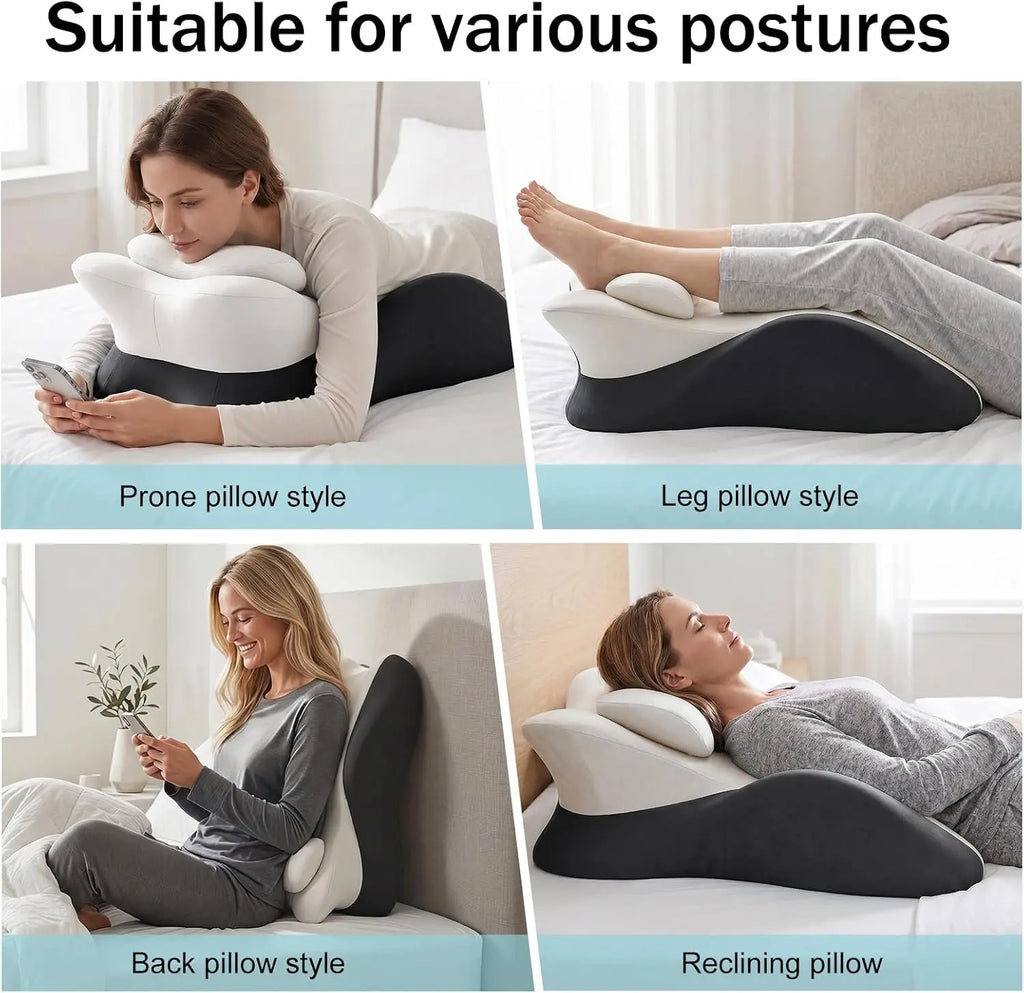 Ergonomic Memory Foam Wedge Pillow Orthopedic Bed Support Cushion Multi-Position Positioning Pillow for Neck Back Waist Relief