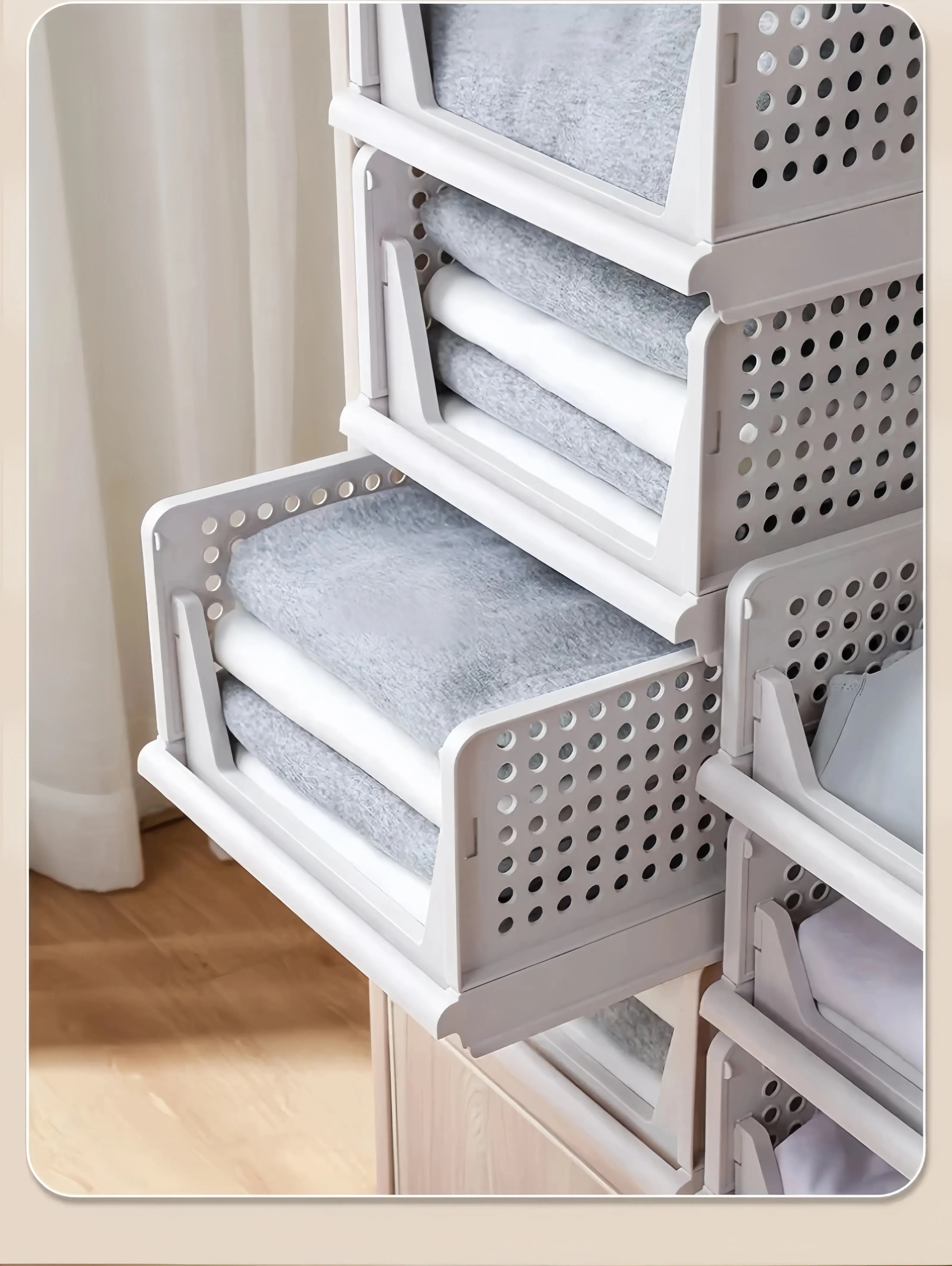 Foldable Drawer Organizer Box，Home Stackable Clothes and Underwear Storage Box，apply To Wardrobe Cupboard Kitchen BathroomOffice