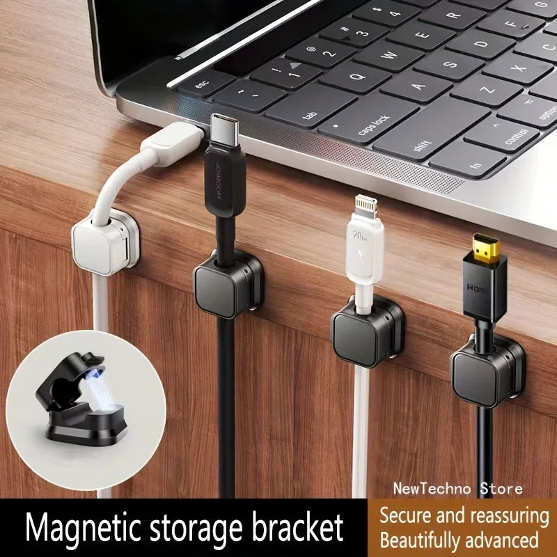 Magnetic Cable Organizer, Wall-Mounted Data Cable Management Clips, Cord Holder, Plug Hook for Desk Organization