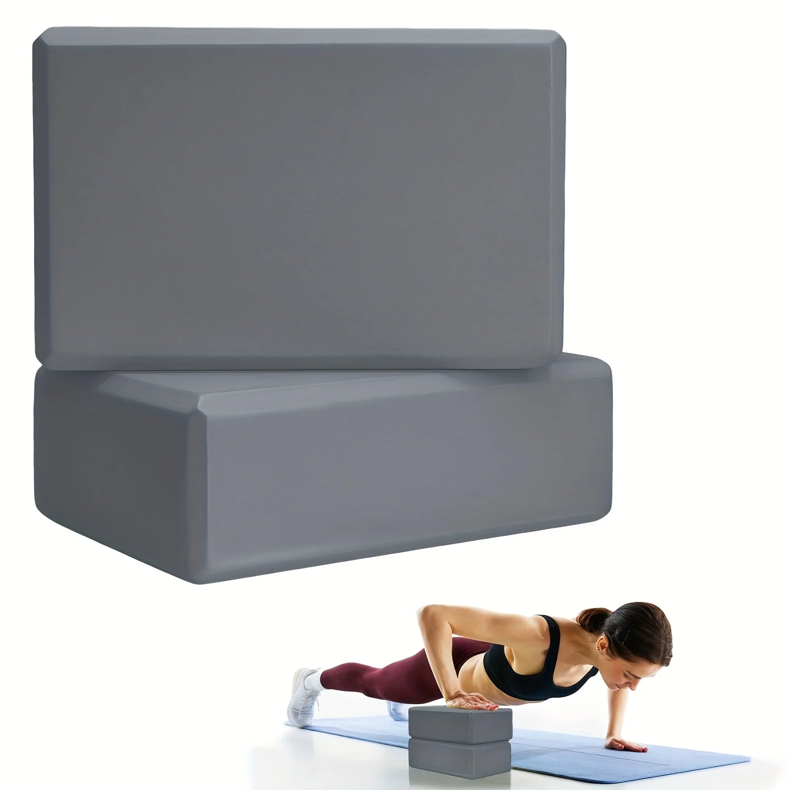 Set of 2 Yoga Blocks - Made from High-Density Foam, Lightweight, Supportive, And Odor-Free - Essential Yoga Gear for Women, Gym