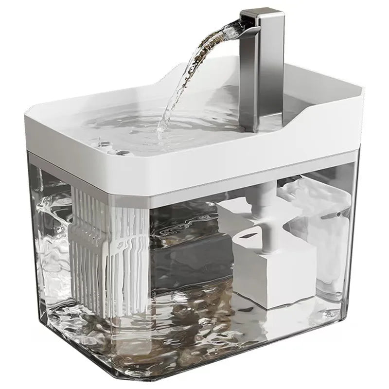 Transparent Cat Water Fountain Automatic Filter Circulating Water Dispenser Anti-dry Burn Pet Drinking Fountain with Water Pump