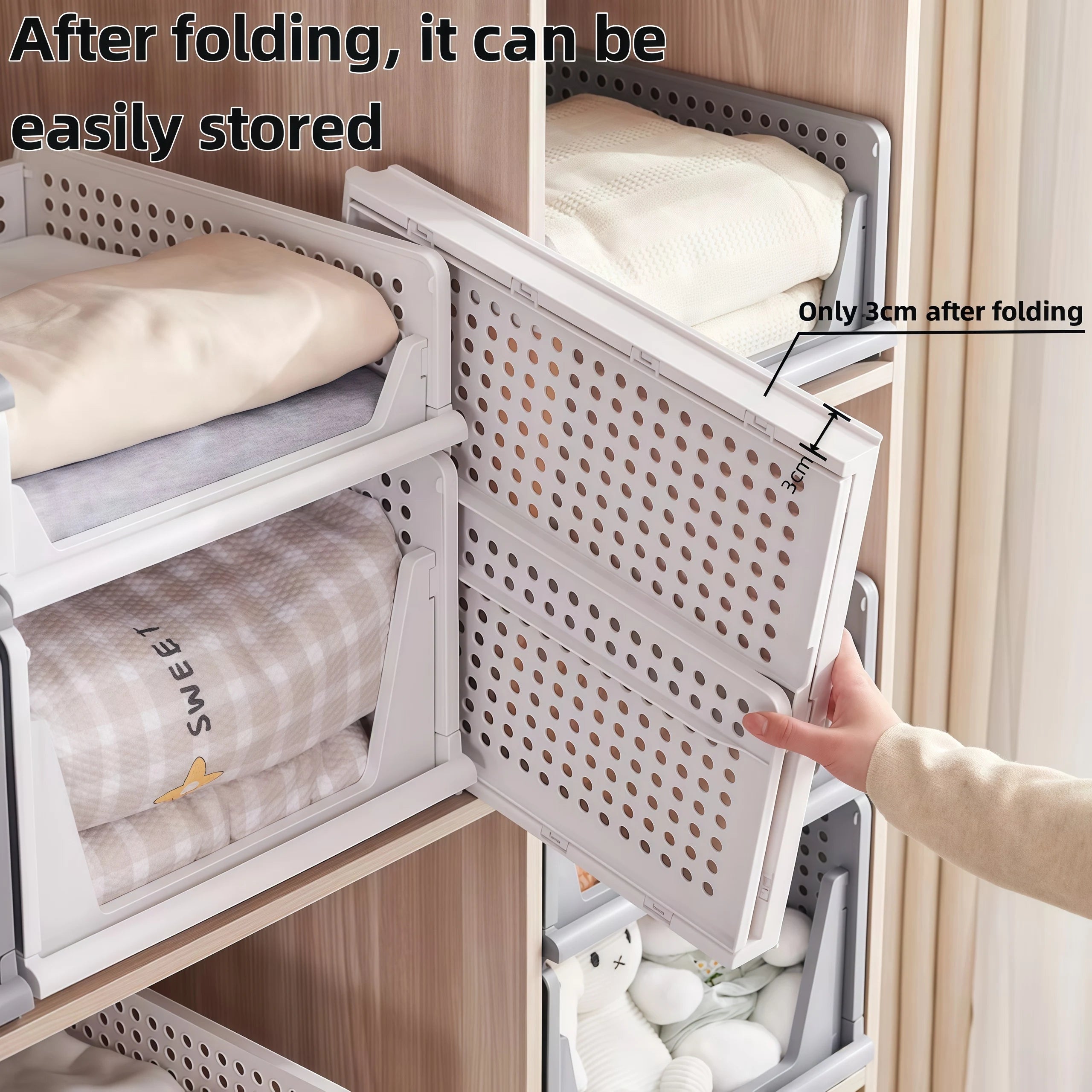 Foldable Drawer Organizer Box，Home Stackable Clothes and Underwear Storage Box，apply To Wardrobe Cupboard Kitchen BathroomOffice