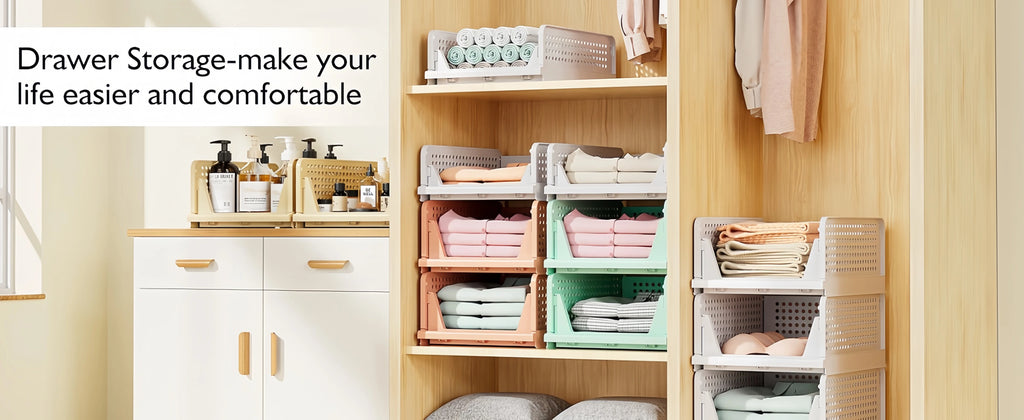 Foldable Drawer Organizer Box，Home Stackable Clothes and Underwear Storage Box，apply To Wardrobe Cupboard Kitchen BathroomOffice