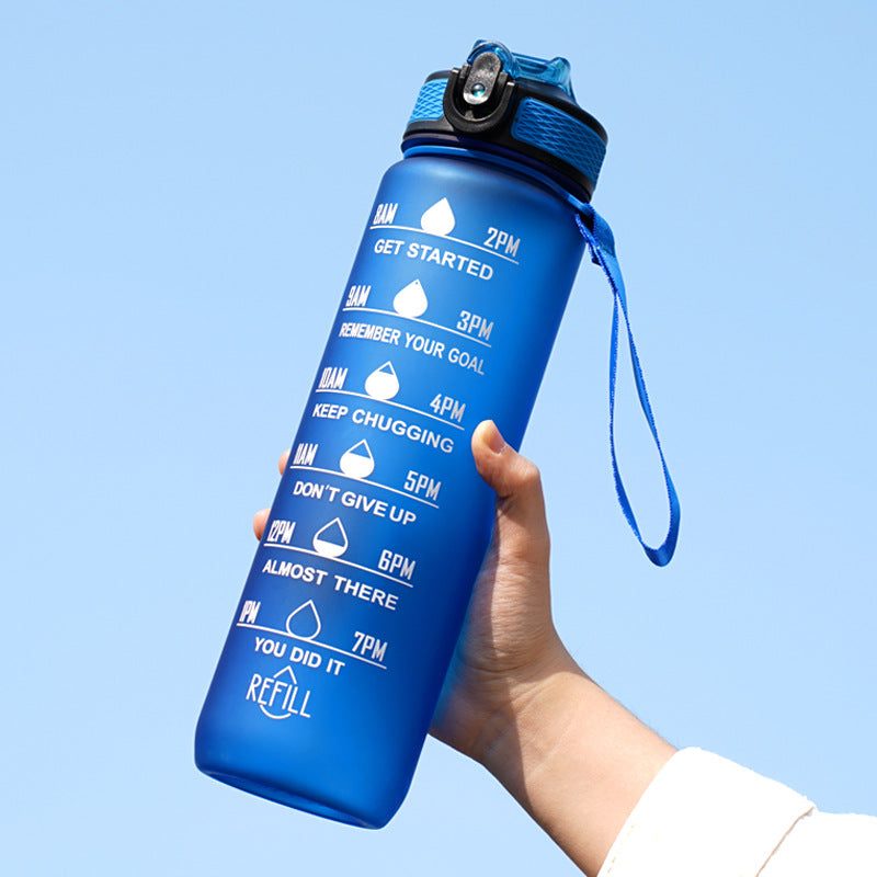 Gradient Water Bottle with Straw and Carry Strap Lotus Rain