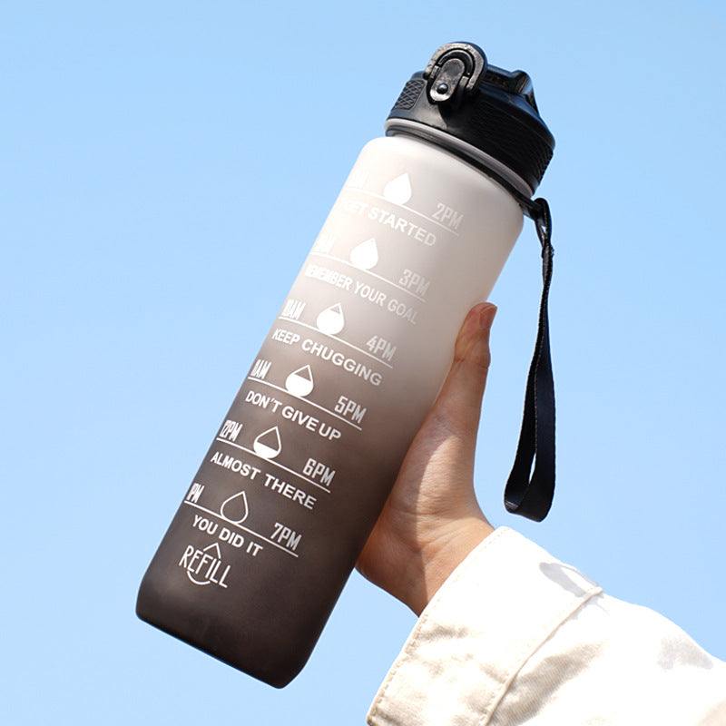 Gradient Water Bottle with Straw and Carry Strap Lotus Rain